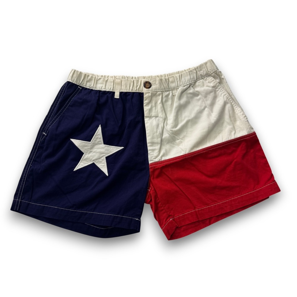 Chubbies Mens Texas Flag Colorblock Shorts Large Navy White Red Cotton USA Made
